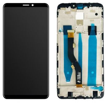 Дисплей (Экран) Meizu M8 Note, Note 8 M822H, M822Q с тачскрином (сенсором) черный с рамкой