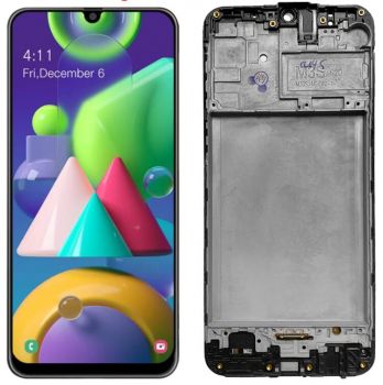 Дисплей (Экран) Samsung M215 (SM-M215F) Galaxy M21 с тачскрином (сенсором) черный с рамкой OLED