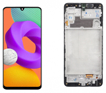 Дисплей (Экран) Samsung M225 (SM-M225F, SM-M225F/DS) Galaxy M22 с тачскрином (сенсором) черный с рамкой Оригинал