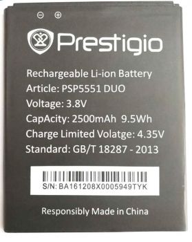 Батарея (аккумулятор) Prestigio PSP5551 MultiPhone Grace S5 2500mAh Оригинал