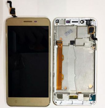 Дисплей (Экран) Lenovo A6020a40 Vibe K5 с тачскрином (сенсором) золотой с рамкой Оригинал