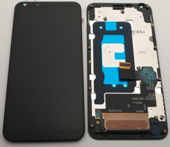 Дисплей (Экран) LG Q6, Q6а M700, M700N, M700A с тачскрином (сенсором) черный с рамкой Оригинал