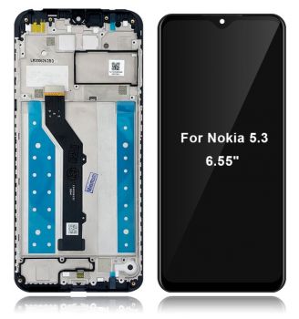 Дисплей (Экран) Nokia 5.3 Dual Sim TA-1234, TA-1223, TA-1227, TA-1229 с тачскрином (сенсором) черный с рамкой Оригинал