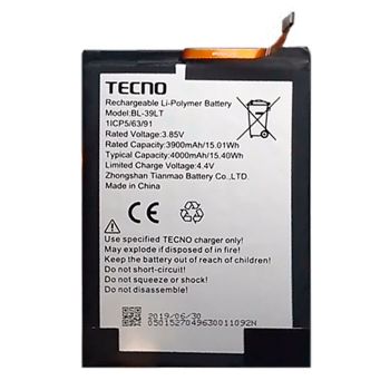 Батарея (аккумулятор) Tecno Spark 4 Lite BB4k BL-39LT 4000mAh Оригинал