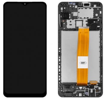 Дисплей (Экран) Samsung A125 (SM-A125F, SM-A125F/DS) Galaxy A12 с тачскрином (сенсором) черный с рамкой Оригинал