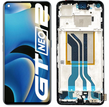 Дисплей (Экран) Realme Gt Neo 2 RMX3370 с тачскрином (сенсором) черный с рамкой Оригинал