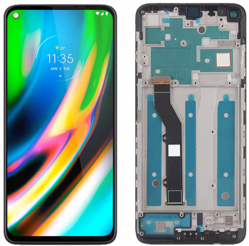 Дисплей (Экран) Motorola XT2087, XT2087-1, XT2087-2 Moto G9 Plus с тачскрином (сенсором) черный с рамкой