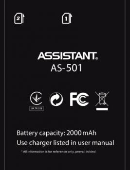 Батарея (аккумулятор) Assistant AS-501 Club 2000mAh Оригинал