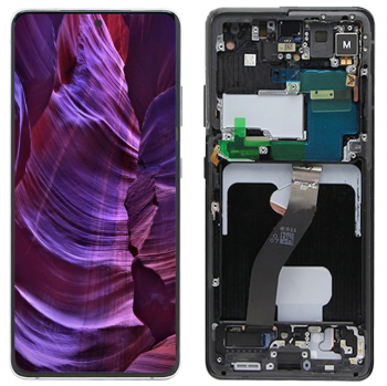 Дисплей (Экран) Samsung G998 (SM-G998B, SM-G998B/DS) Galaxy S21 Ultra с тачскрином (сенсором) черный с рамкой Оригинал