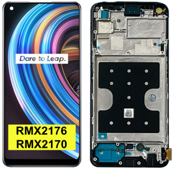 Дисплей (Экран) Realme 7 Pro RMX2170 с тачскрином (сенсором) черный с рамкой OLED