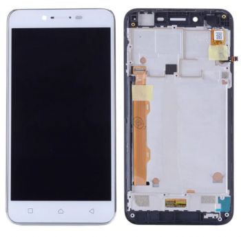Дисплей (Экран) Lenovo A6020a40 Vibe K5 с тачскрином (сенсором) белый с рамкой Оригинал
