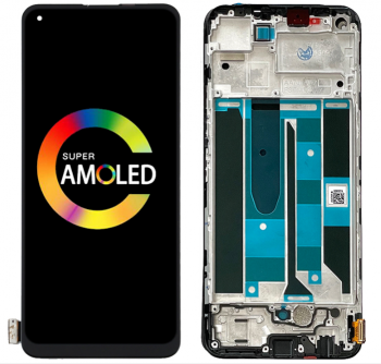 Дисплей (Экран) Realme 8 RMX3085, Realme 8 Pro RMX3081 с тачскрином (сенсором) черный с рамкой Оригинал