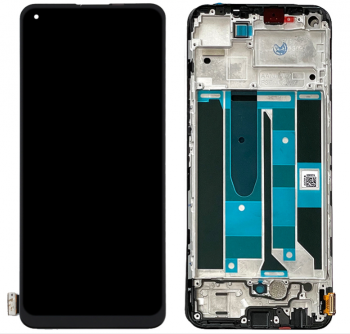 Дисплей (Экран) Realme 8 RMX3085, Realme 8 Pro RMX3081 с тачскрином (сенсором) черный с рамкой OLED
