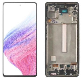 Дисплей (Экран) Samsung A536 (SM-A536B, SM-A536B/DS) Galaxy A53 5G с тачскрином (сенсором) черный с рамкой Оригинал