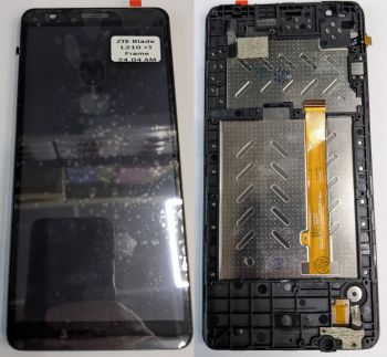 Дисплей (Экран) ZTE Blade L210 с тачскрином (сенсором) черный с рамкой