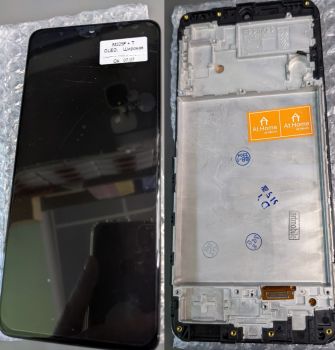 Дисплей (Экран) Samsung M225 (SM-M225F, SM-M225F/DS) Galaxy M22 с тачскрином (сенсором) черный с рамкой OLED