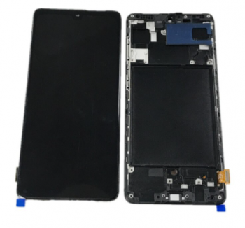 Дисплей (Экран) Samsung A715 (SM-A715F, SM-A715F/DS) Galaxy A71 с тачскрином (сенсором) черный с рамкой OLED