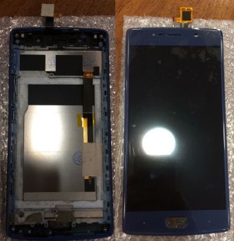 Дисплей (Экран) Doogee BL7000 с тачскрином (сенсором) синий (длинный шлейф) с рамкой Оригинал