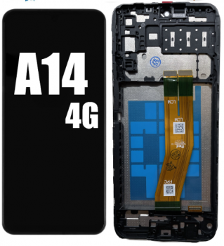 Дисплей (Экран) Samsung A145 (SM-A145F, SM-A145F/DS) Galaxy A14 с тачскрином (сенсором) черный с рамкой Оригинал