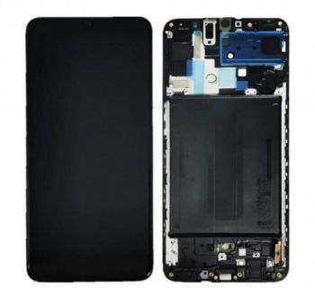 Дисплей (Экран) Samsung A707 (SM-A707F/DS, SM-A707FN/DS) Galaxy A70s 2019 с тачскрином (сенсором) черный с рамкой OLED