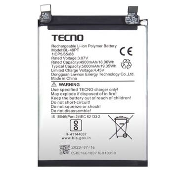 Батарея (аккумулятор) Tecno Pova 5 Pro LH8n BL-49PT 5000mAh Оригинал