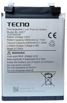 Батарея (аккумулятор) Tecno Pova 5 LH7n BL-58ET 6000mAh Оригинал