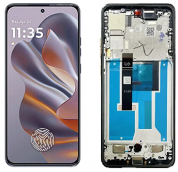Дисплей (Экран) Motorola XT2409, XT2409-01 Edge 50 Neo с тачскрином (сенсором) черный с рамкой Оригинал