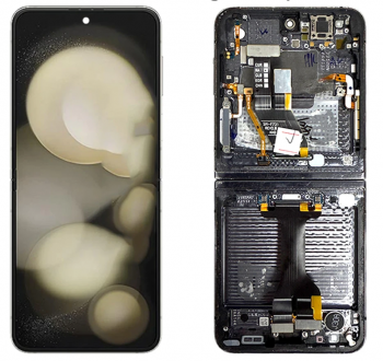 Дисплей (Экран) Samsung F731 (SM-F731B, SM-F731B/DS) Galaxy Flip 5 с тачскрином (сенсором) черный с рамкой Оригинал