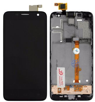 Дисплей (Экран) (LCD) Alcatel 6012D Idol Mini, 6012X с сенсором чёрный + рамка Оригинал
