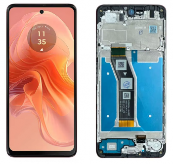 Дисплей (Экран) Motorola XT2421, XT2421-2, XT2421-3 Moto G04 с тачскрином (сенсором) черный с рамкой Оригинал
