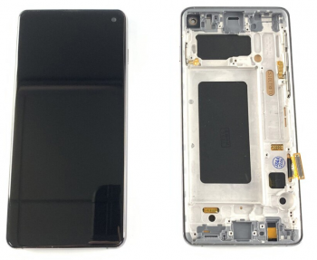 Дисплей (Экран) Samsung G973 (SM-G973F, SM-G973F/DS) Galaxy S10 с тачскрином (сенсором) черный с рамкой TFT