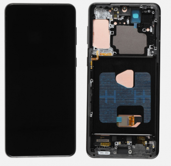 Дисплей (Экран) Samsung G996 (SM-G996B, SM-G996B/DS) Galaxy S21 Plus 5G с тачскрином (сенсором) черный с рамкой OLED