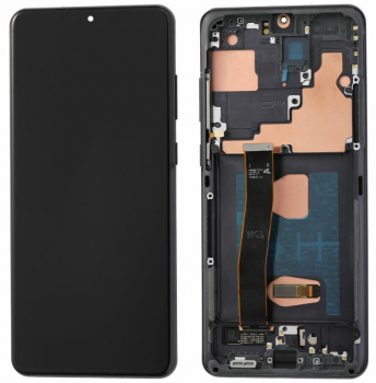 Дисплей (Экран) Samsung G988 (SM-G988B, SM-G988B/DS) Galaxy S20 Ultra с тачскрином (сенсором) черный с рамкой OLED