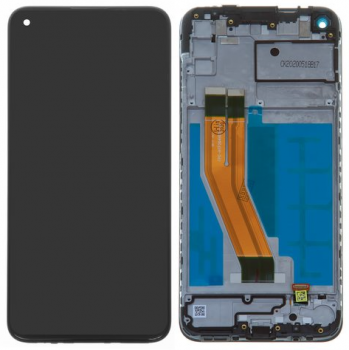 Дисплей (Экран) Samsung A115 (SM-A115F, SM-A115F/DS) Galaxy A11 с тачскрином (сенсором) черный с рамкой