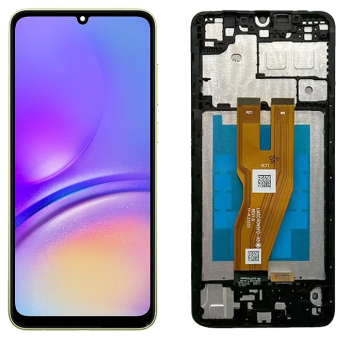 Дисплей (Экран) Samsung A055 (SM-A055F, SM-A055F/DS) Galaxy A05 с тачскрином (сенсором) черный с рамкой Оригинал