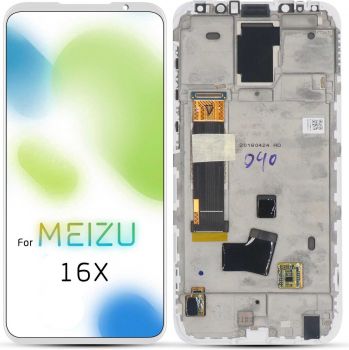 Дисплей (Экран) Meizu 16X M872H, M872Q с тачскрином (сенсором) белый с рамкой Оригинал