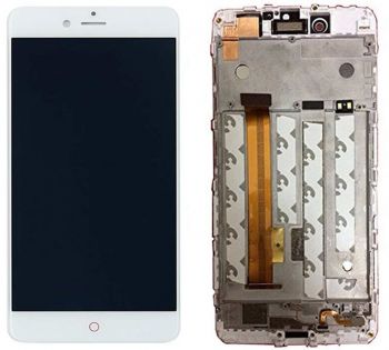 Дисплей (Экран) ZTE Nubia Z11 Mini S NX549J с тачскрином (сенсором) белый с рамкой