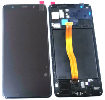 Дисплей (Экран) Samsung A750 (SM-A750F) Galaxy A7 2018 с тачскрином (сенсором) черный с рамкой OLED