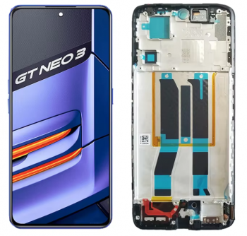 Дисплей (Экран) Realme GT Neo 3 RMX3563, RMX3562, RMX3561, RMX3560 с тачскрином (сенсором) черный с рамкой Оригинал