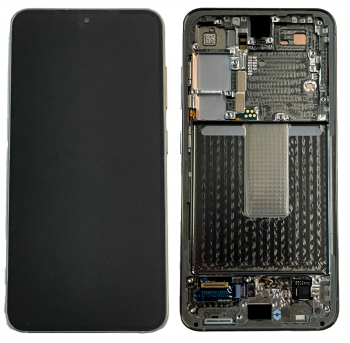 Дисплей (Экран) Samsung S911 (SM-S911B, SM-S911B/DS) Galaxy S23 с тачскрином (сенсором) черный с рамкой Оригинал