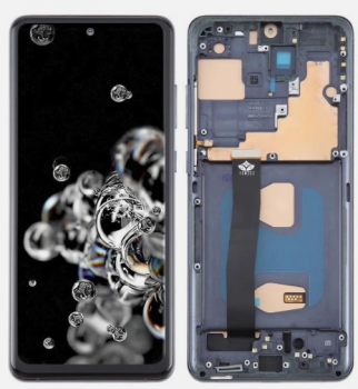 Дисплей (Экран) Samsung G988 (SM-G988B, SM-G988B/DS) Galaxy S20 Ultra с тачскрином (сенсором) черный с рамкой TFT