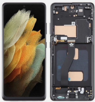 Дисплей (Экран) Samsung G998 (SM-G998B, SM-G998B/DS) Galaxy S21 Ultra с тачскрином (сенсором) черный с рамкой TFT