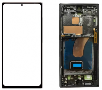 Дисплей (Экран) Samsung S918 (SM-S918B, SM-S918B/DS) Galaxy S23 Ultra с тачскрином (сенсором) черный с рамкой OLED