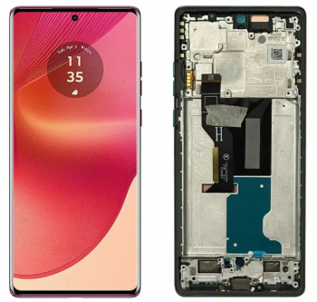 Дисплей (Экран) Motorola XT2429, XT2429-2 Edge 50 Fusion с тачскрином (сенсором) черный с рамкой Оригинал