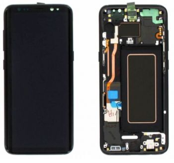 Дисплей (Экран) Samsung G950 (SM-G950F, SM-G950FD) Galaxy S8 с тачскрином (сенсором) черный с рамкой Оригинал