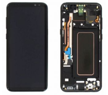 Дисплей (Экран) Samsung G955 (SM-G955F, SM-G955FD) Galaxy S8 Plus с тачскрином (сенсором) черный с рамкой Оригинал