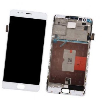 Дисплей (Экран) OnePlus 3 A3000, A3003, OnePlus 3T A3010 с тачскрином (сенсором) белый с рамкой TFT