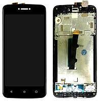 Дисплей (Экран) (LCD) Motorola XT1750 Moto C с сенсором черный + рамка Оригинал