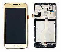 Дисплей (Экран) (LCD) Motorola XT1670 Moto G5, XT1672, XT1675, XT1676 с сенсором золотой + рамка Оригинал