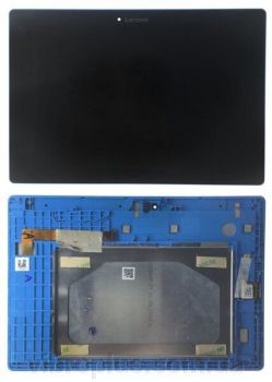 Дисплей (Экран) Lenovo X103, TB-X103F Tab 3 с тачскрином (сенсором) черный с рамкой синего цвета
